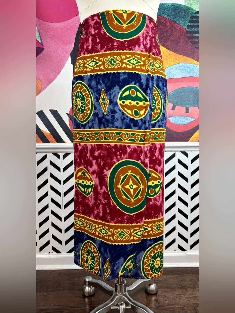 VTG 1990s Patterned Maxi Wrap Skirt